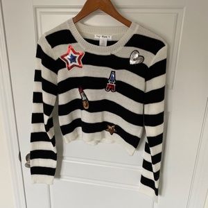 Black & White Stripped Crop Top Sweater